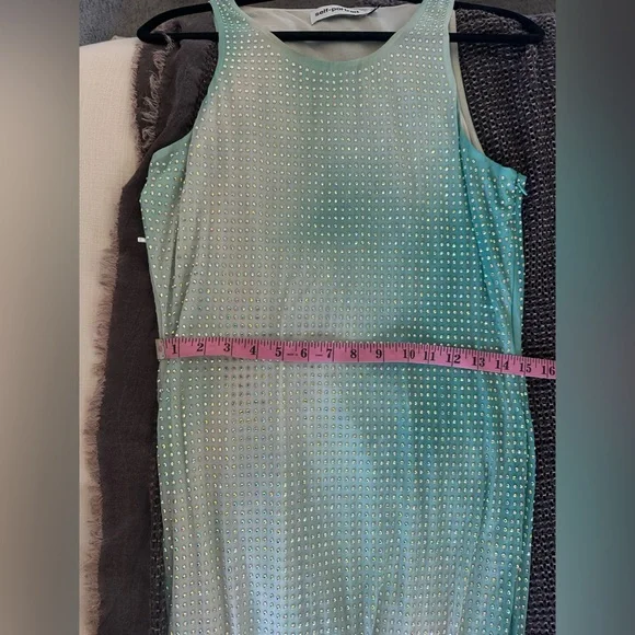 Self Portrait Green Contour Print Rhinestone Dress - Picture 17 of 17